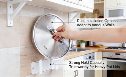 Stainless Steel Wall Mounted Cutting Board Holder Punch-Free Adhesive Multifunctional Kitchen Organizer Pot Lid Storage Rack 7" x 2.3" x 1.8"