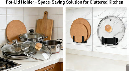 Stainless Steel Wall Mounted Cutting Board Holder Punch-Free Adhesive Multifunctional Kitchen Organizer Pot Lid Storage Rack 7" x 2.3" x 1.8"