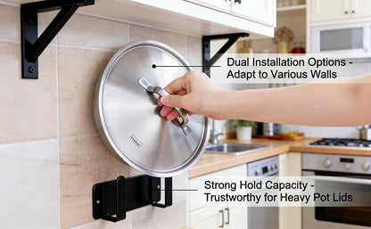Stainless Steel Wall Mounted Cutting Board Holder Punch-Free Adhesive Multifunctional Kitchen Organizer Pot Lid Storage Rack 7" x 2.3" x 1.8"