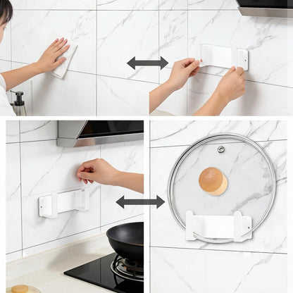 Stainless Steel Wall Mounted Cutting Board Holder Punch-Free Adhesive Multifunctional Kitchen Organizer Pot Lid Storage Rack 7" x 2.3" x 1.8"