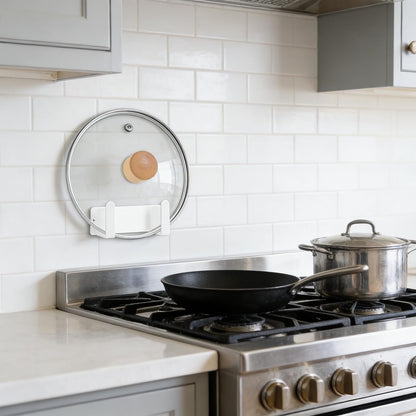 Stainless Steel Wall Mounted Cutting Board Holder Punch-Free Adhesive Multifunctional Kitchen Organizer Pot Lid Storage Rack 7" x 2.3" x 1.8"