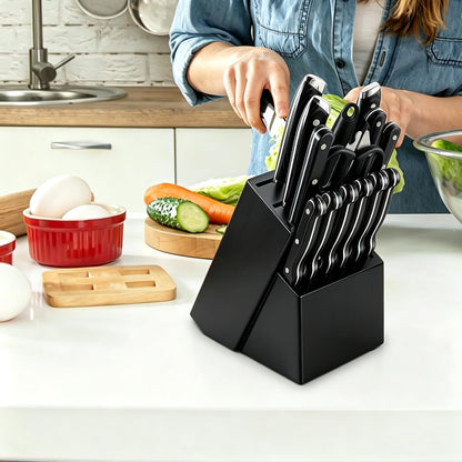 14 Slots Knife Block, Wooden Knife Holder without Knives Universal Knife Block for Kitchen Acacia Wood Knife Holder Butcher Block Knife Stand for Countertop Kitchen Storage