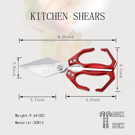 Kitchen Shears,Poultry Shears - Heavy Duty Stainless Steel kitchen Scissors for food,Seafood, Vegetables, Raw and Cooked Meat,Scissors All Purpose(red)