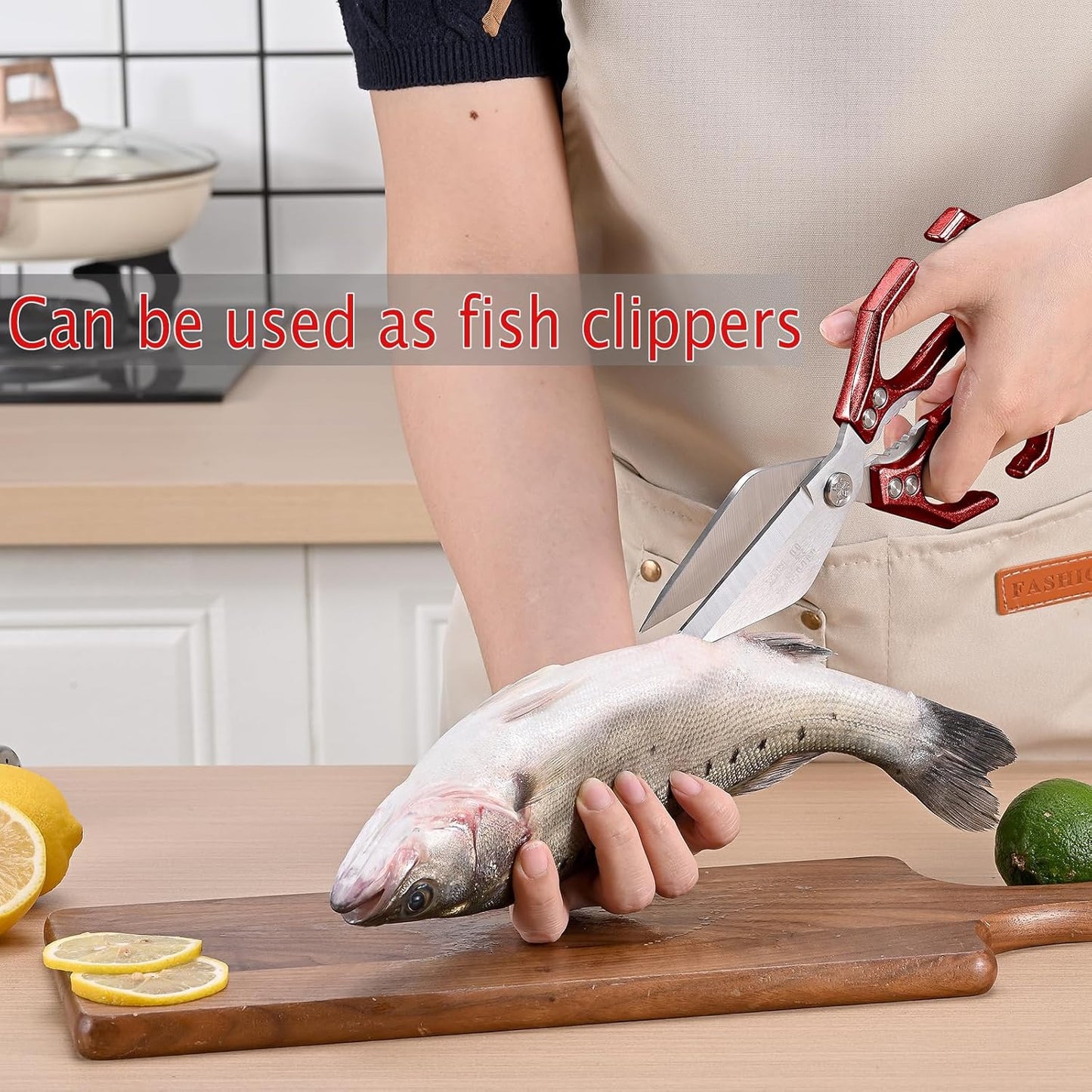 Kitchen Shears,Poultry Shears - Heavy Duty Stainless Steel kitchen Scissors for food,Seafood, Vegetables, Raw and Cooked Meat,Scissors All Purpose(red)