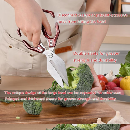 Kitchen Shears,Poultry Shears - Heavy Duty Stainless Steel kitchen Scissors for food,Seafood, Vegetables, Raw and Cooked Meat,Scissors All Purpose(red)