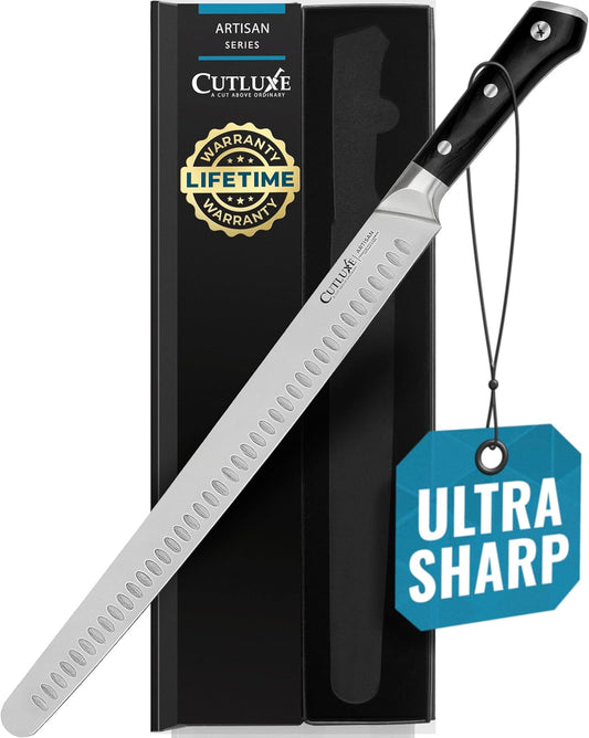 14" Slicing Carving Knife – Extra-Long Brisket Knife for Meat & BBQ | Razor Sharp High Carbon German Steel, Full Tang Ergonomic Handle – Artisan Series