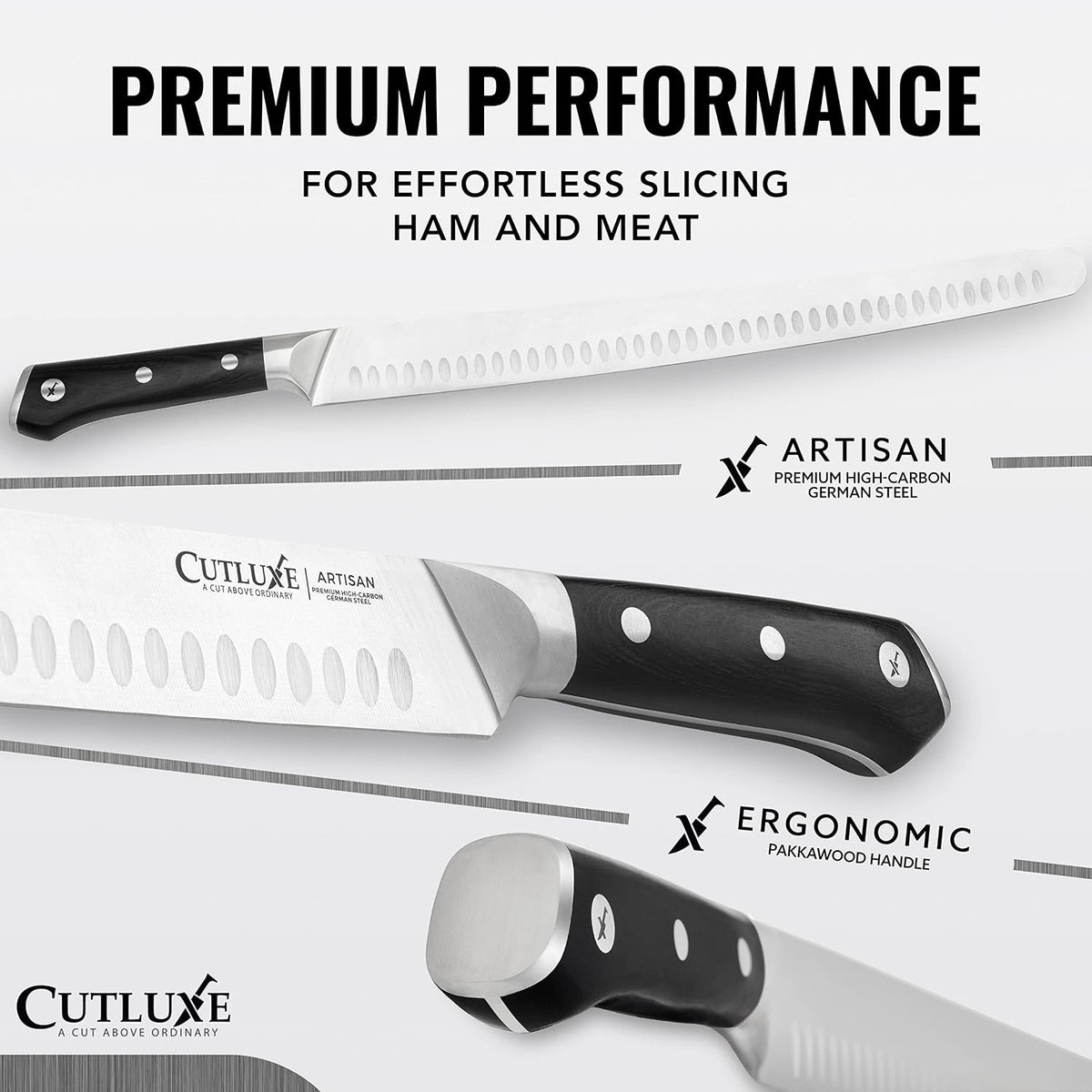14" Slicing Carving Knife – Extra-Long Brisket Knife for Meat & BBQ | Razor Sharp High Carbon German Steel, Full Tang Ergonomic Handle – Artisan Series