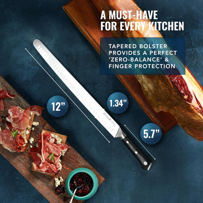 14" Slicing Carving Knife – Extra-Long Brisket Knife for Meat & BBQ | Razor Sharp High Carbon German Steel, Full Tang Ergonomic Handle – Artisan Series