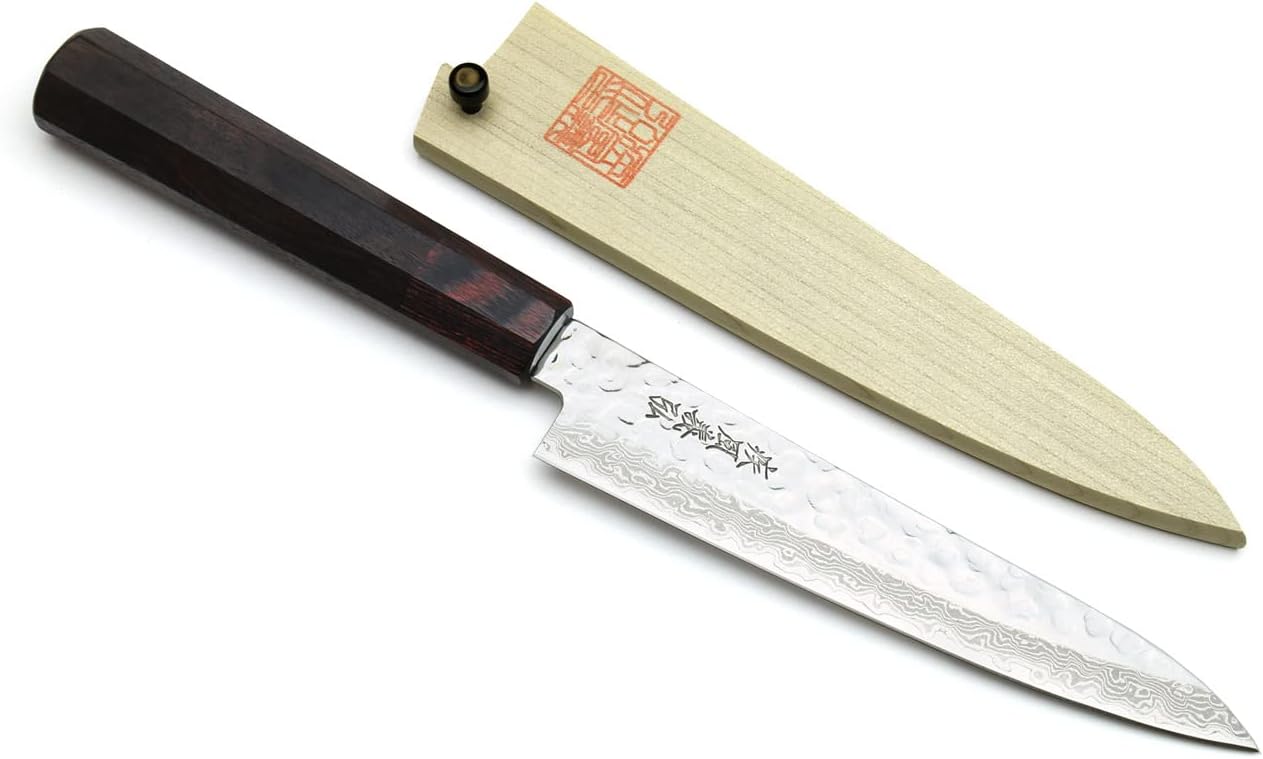 Yoshihiro 46 Layers VG10 Hammered Damascus Petty Japanese Utility Knife Ambrosia Handle (6''(150mm))