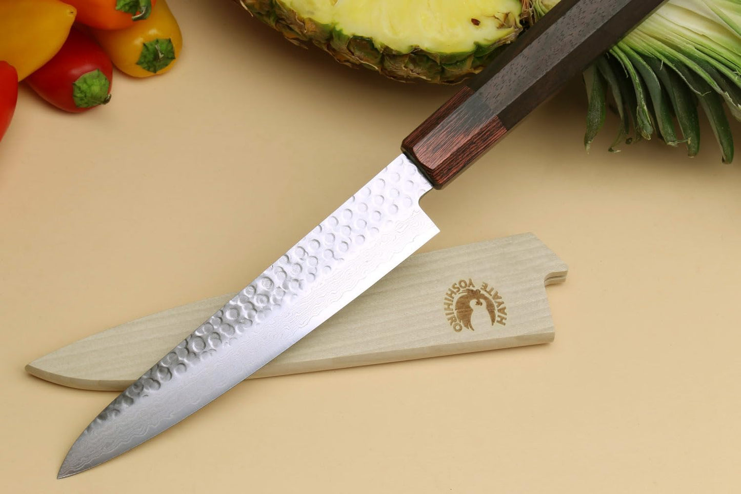 Yoshihiro 46 Layers VG10 Hammered Damascus Petty Japanese Utility Knife Ambrosia Handle (6''(150mm))