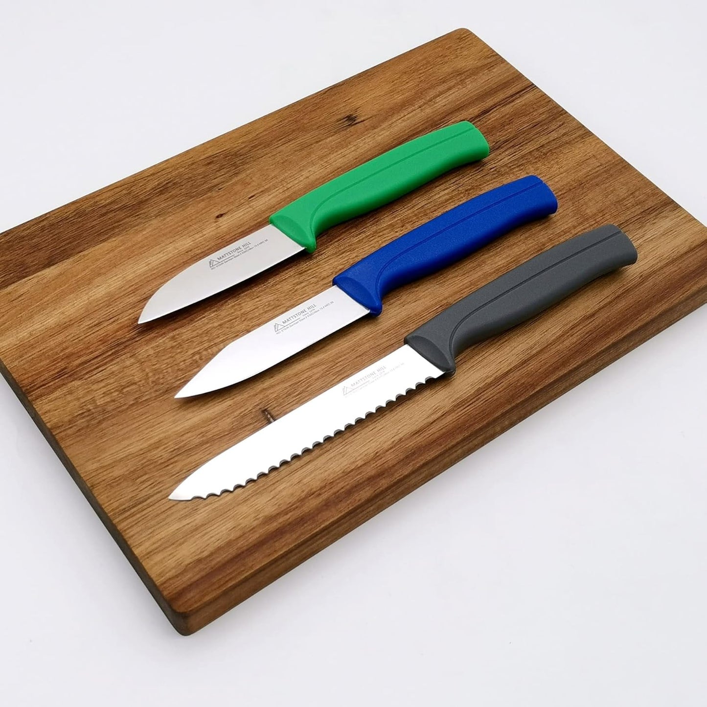 Paring Knife Set, MATTSTONE HILL Kitchen Knife Set - kitchen Prep knives, Fruit & Vegetable Knife Set, Premium German Steel, White Handle