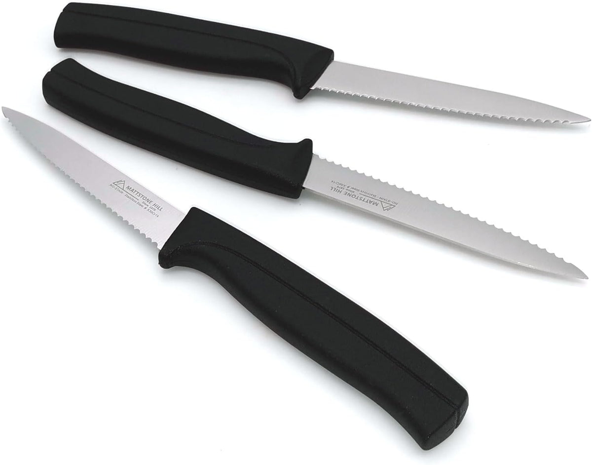 Paring Knife Set, MATTSTONE HILL Kitchen Knife Set - kitchen Prep knives, Fruit & Vegetable Knife Set, Premium German Steel, White Handle