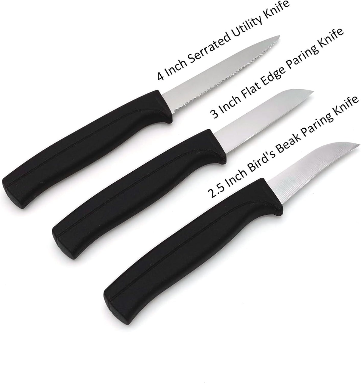 Paring Knife Set, MATTSTONE HILL Kitchen Knife Set - kitchen Prep knives, Fruit & Vegetable Knife Set, Premium German Steel, White Handle