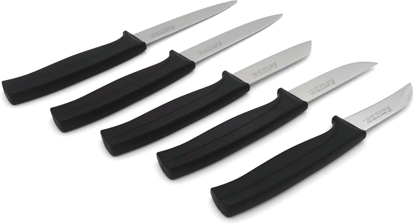Paring Knife Set, MATTSTONE HILL Kitchen Knife Set - kitchen Prep knives, Fruit & Vegetable Knife Set, Premium German Steel, White Handle