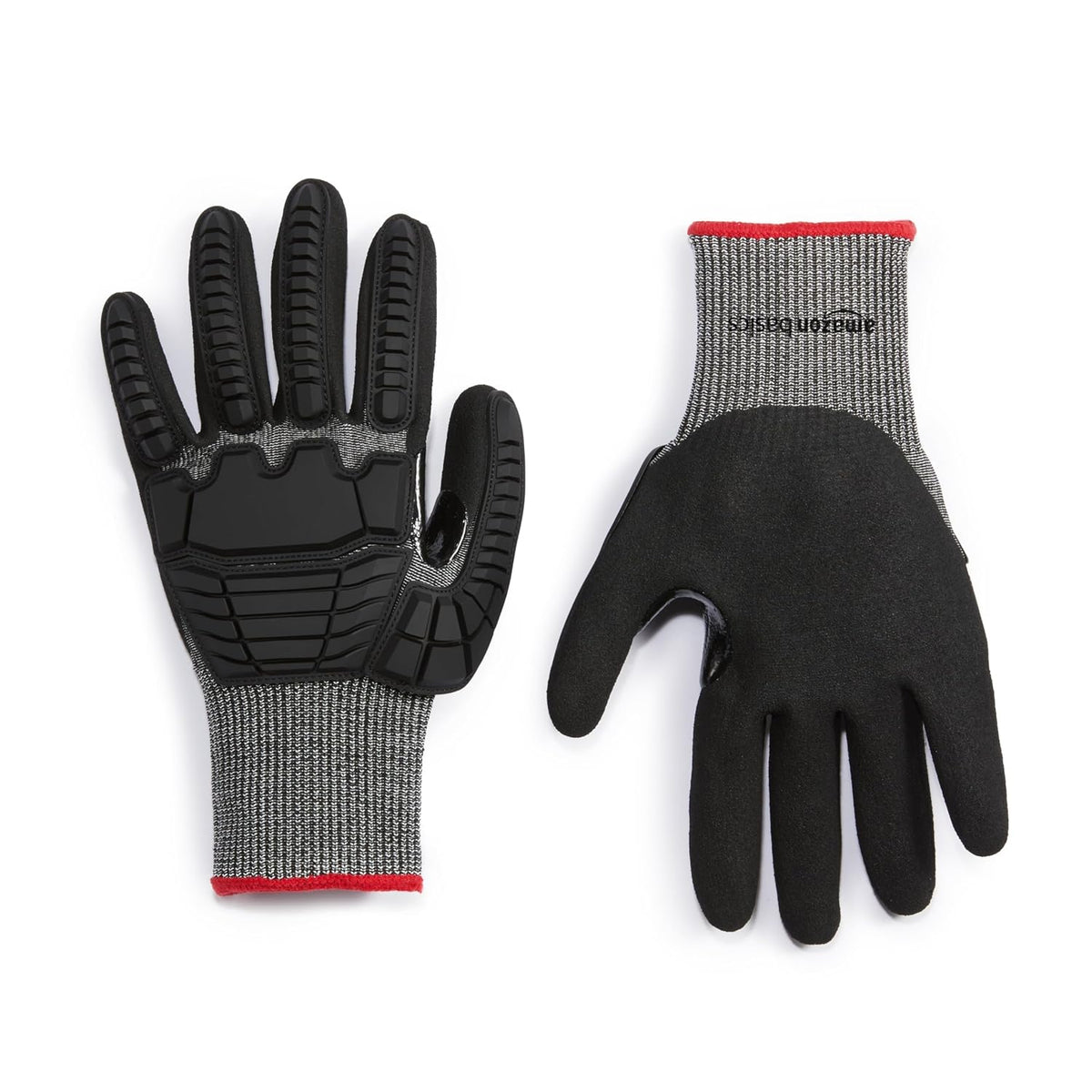 Cut Level A2, Abrasion ANSI Level A4, Impact Protection Work Gloves, Touchscreen Compatible, 15G Sandy Nitrile Palm, Cut-Resistant, Pack of 100 Pairs, Black, Size XX-Small