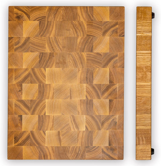 Butcher Block Cutting Board - 16x12 Inches Block Ash-tree Cutting End Grain Cutting Board - Meat Cutting Chopping Board - Thick Large Cutting Board for Kitchen - Heavy Duty Cutting Board