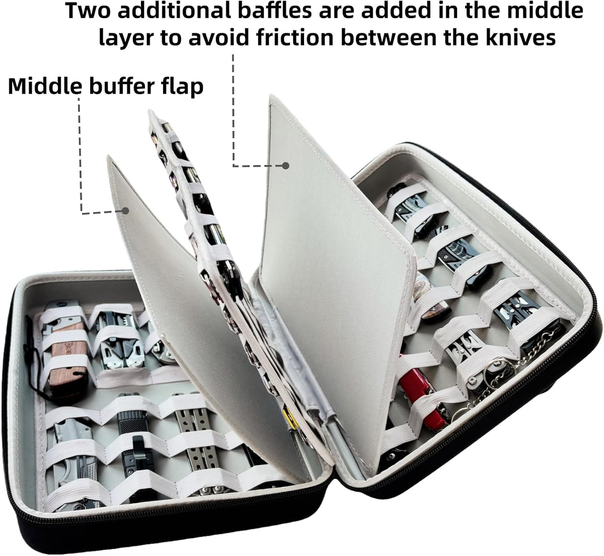 Knife Display Case, 57+ Folding Knife Holder, Pocket Knives Collection Storage Organizer Box, Multitool Knives Carrying Case for Men Survival Tactical Hunting EDC(Case Only)