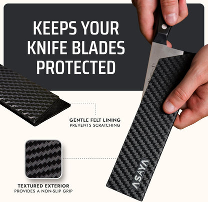 Asaya Professional Chef Knife Edge Guards – 2 Piece Knives Universal Covers, 8.5 x 2 and 10.5 x 2 - Extra Strength ABS Plastic and Food Safe Kitchen Knife Sheath Covers -Knife Not Included (2 Piece)
