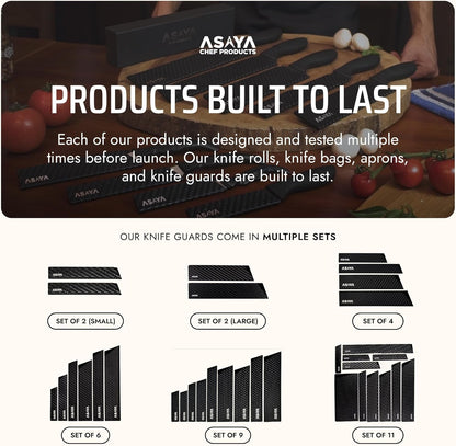 Asaya Professional Chef Knife Edge Guards – 2 Piece Knives Universal Covers, 8.5 x 2 and 10.5 x 2 - Extra Strength ABS Plastic and Food Safe Kitchen Knife Sheath Covers -Knife Not Included (2 Piece)