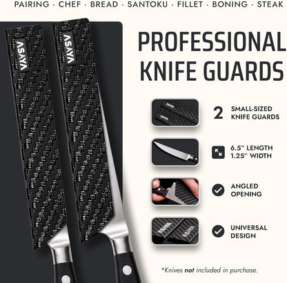 Asaya Professional Chef Knife Edge Guards – 2 Piece Knives Universal Covers, 8.5 x 2 and 10.5 x 2 - Extra Strength ABS Plastic and Food Safe Kitchen Knife Sheath Covers -Knife Not Included (2 Piece)