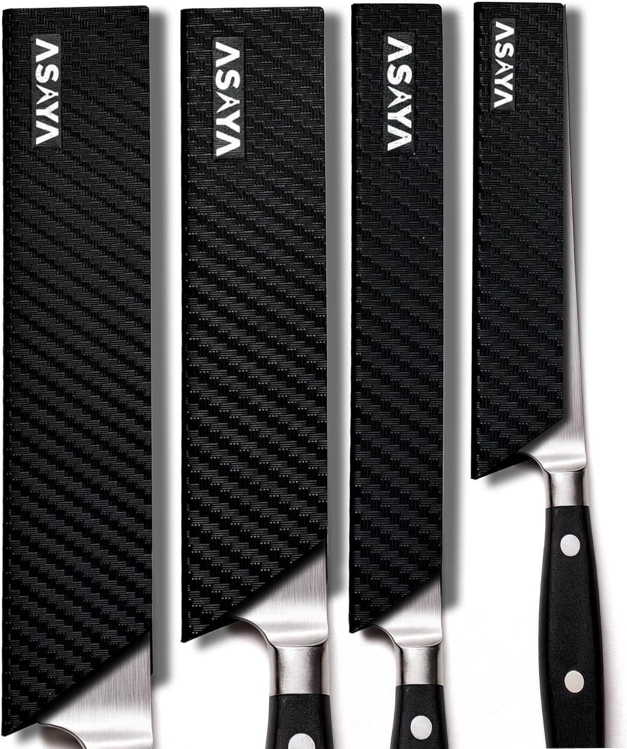 Asaya Professional Chef Knife Edge Guards – 2 Piece Knives Universal Covers, 8.5 x 2 and 10.5 x 2 - Extra Strength ABS Plastic and Food Safe Kitchen Knife Sheath Covers -Knife Not Included (2 Piece)