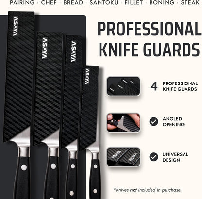 Asaya Professional Chef Knife Edge Guards – 2 Piece Knives Universal Covers, 8.5 x 2 and 10.5 x 2 - Extra Strength ABS Plastic and Food Safe Kitchen Knife Sheath Covers -Knife Not Included (2 Piece)