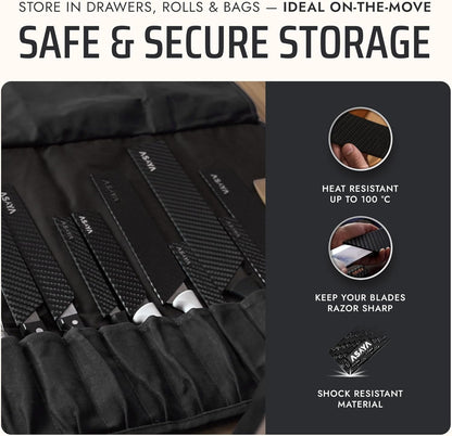 Asaya Professional Chef Knife Edge Guards – 2 Piece Knives Universal Covers, 8.5 x 2 and 10.5 x 2 - Extra Strength ABS Plastic and Food Safe Kitchen Knife Sheath Covers -Knife Not Included (2 Piece)