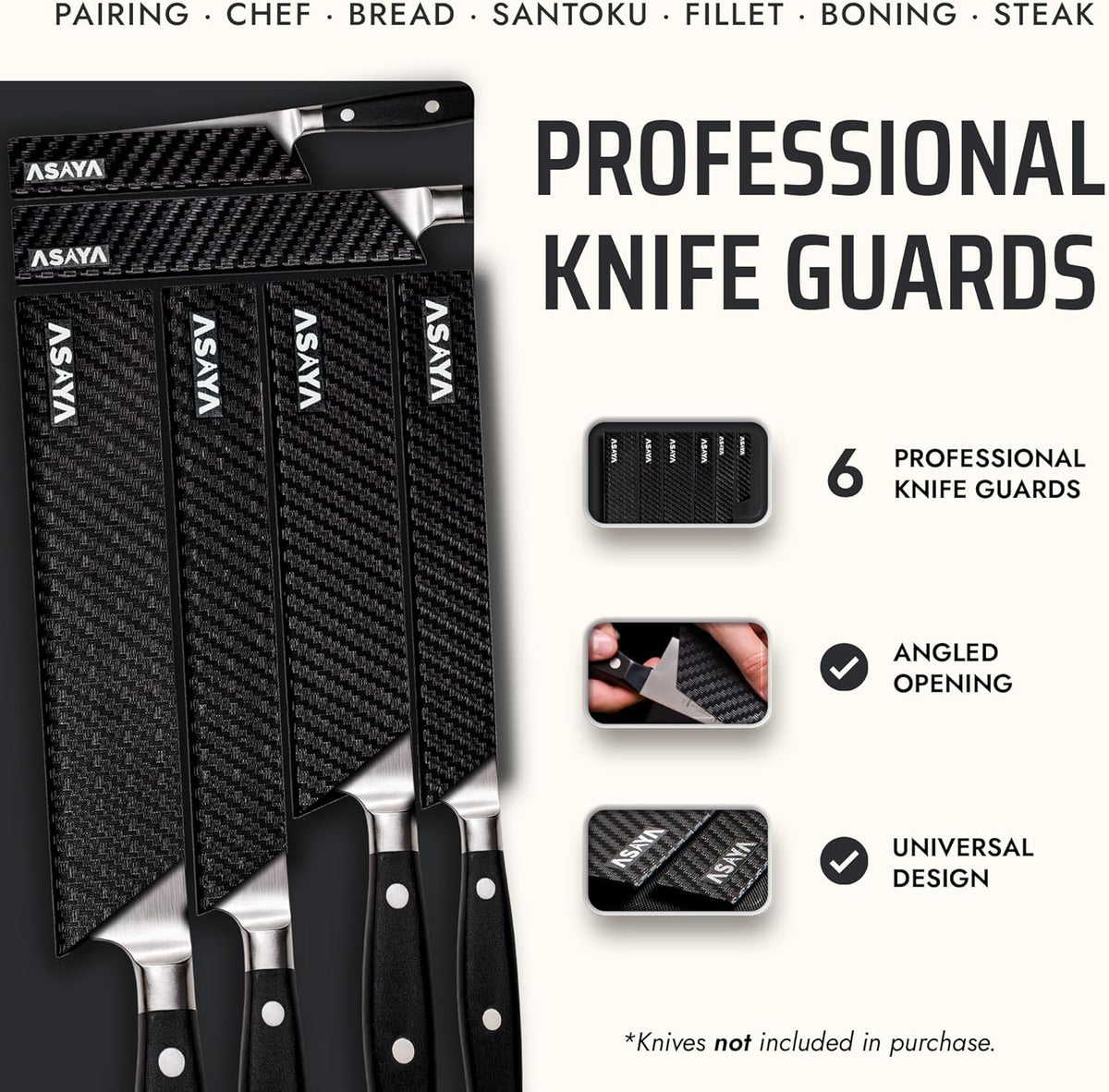 Asaya Professional Chef Knife Edge Guards – 2 Piece Knives Universal Covers, 8.5 x 2 and 10.5 x 2 - Extra Strength ABS Plastic and Food Safe Kitchen Knife Sheath Covers -Knife Not Included (2 Piece)