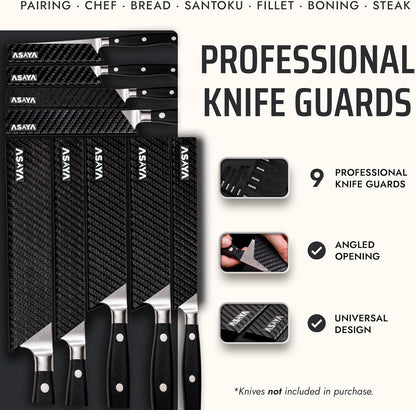 Asaya Professional Chef Knife Edge Guards – 2 Piece Knives Universal Covers, 8.5 x 2 and 10.5 x 2 - Extra Strength ABS Plastic and Food Safe Kitchen Knife Sheath Covers -Knife Not Included (2 Piece)