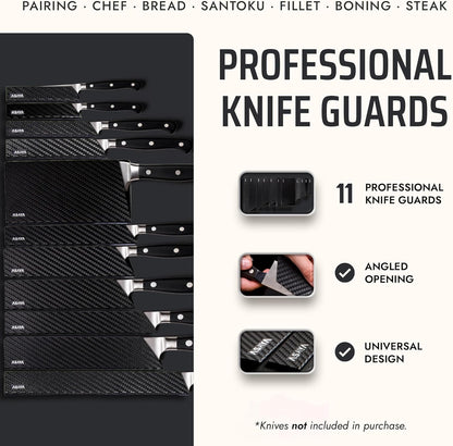 Asaya Professional Chef Knife Edge Guards – 2 Piece Knives Universal Covers, 8.5 x 2 and 10.5 x 2 - Extra Strength ABS Plastic and Food Safe Kitchen Knife Sheath Covers -Knife Not Included (2 Piece)