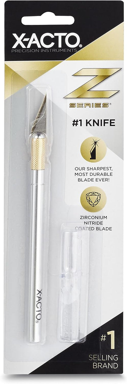 #1 Z-Series Precision Utility Knife, Metal, Silver, Aluminum Handle, Includes Safety Cap - For Precise, Fine Cuts