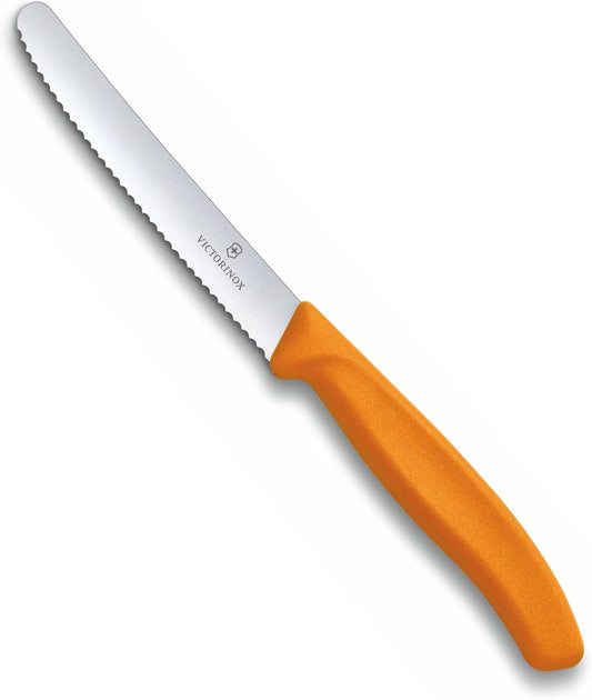 VIC-6.7836.L119 Swiss Classic Utility - Colored 4½" Serrated Round Blade ¾" width at handle Orange, Multicolor