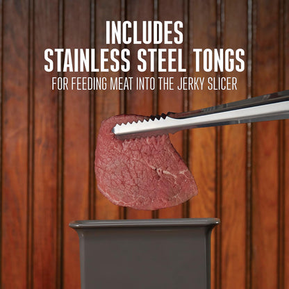 Manual Support Beef Jerky Slicer, Quick and Easy Operation For Cuts Up To 5” Wide x 1.25” Thick, Durable Aluminum Construction, Stainless Steel Blades, Charcoal Gray (07-3801-W-A)