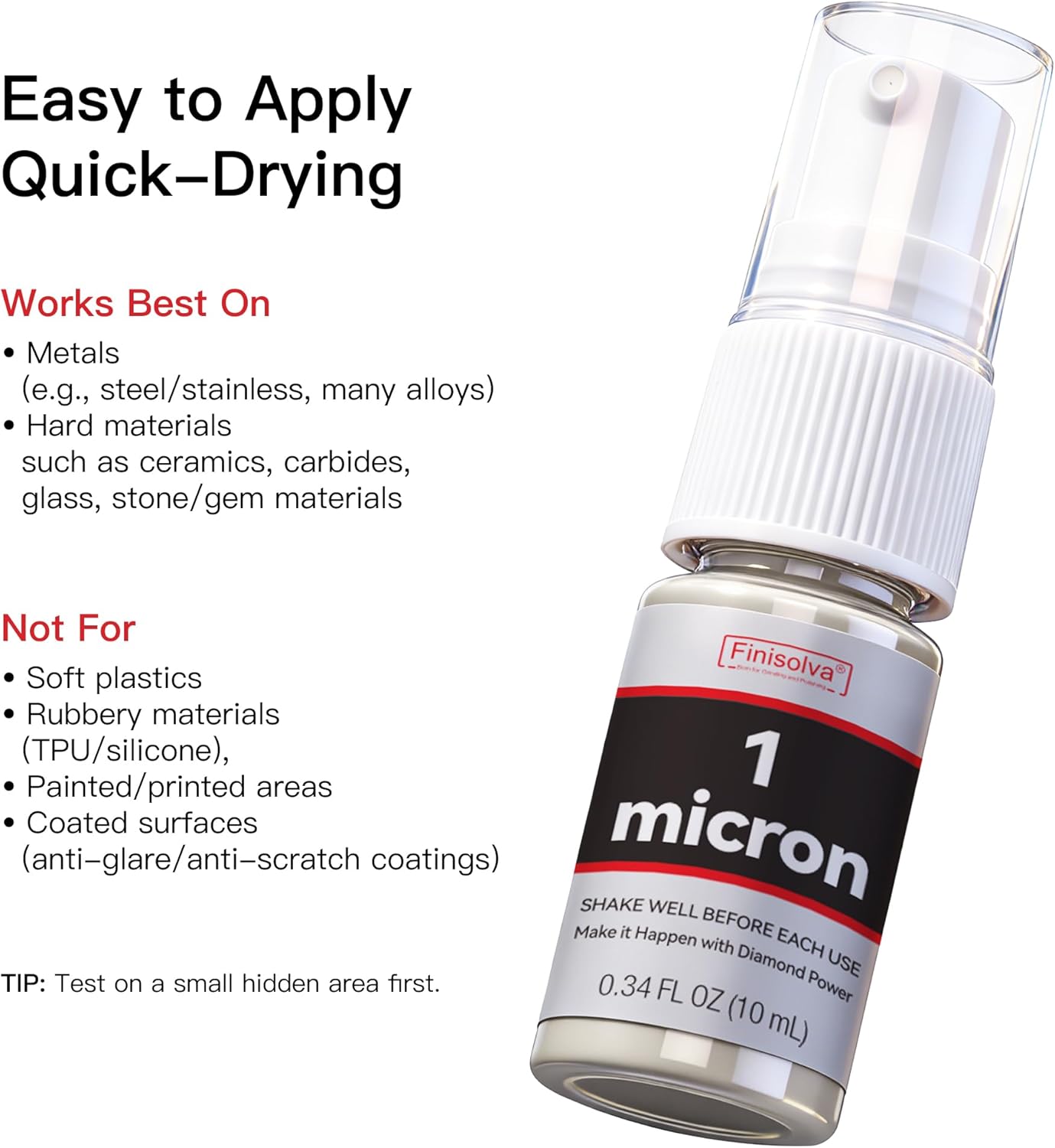 2 Micron Diamond Emulsion, 0.34 FL OZ 10 ML Diamond Stropping Compound for Knife Sharpening Leather Strops, Wool Pads & Polishing Cloths, Suspension for Knives, Tools, Metal, Glass, Ceramic & Stone