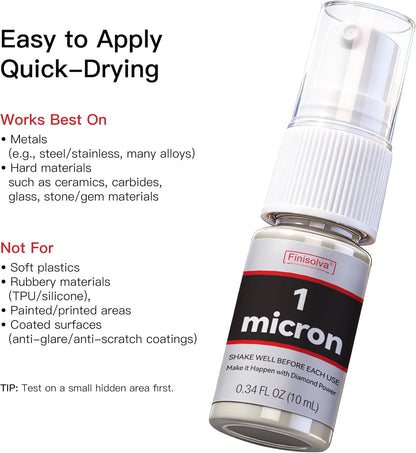 2 Micron Diamond Emulsion, 0.34 FL OZ 10 ML Diamond Stropping Compound for Knife Sharpening Leather Strops, Wool Pads & Polishing Cloths, Suspension for Knives, Tools, Metal, Glass, Ceramic & Stone