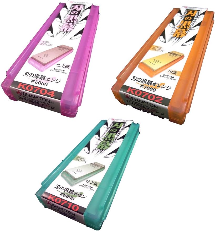 Ha No Kuromaku Ceramic Whetstone (E-set) Medium Grit (#1000) + Fine Grit (#5000, #8000)