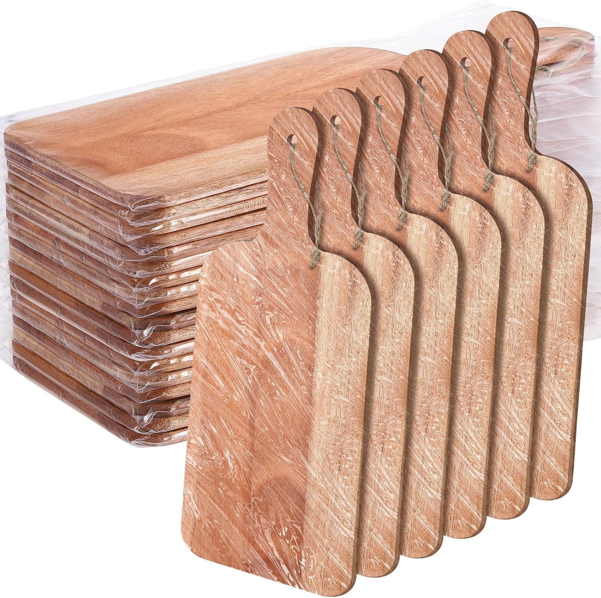 18 Pcs Plain Cutting Board Set with Handles Laser Engraving Wooden Charcuterie Kitchen Serving Chopping Board Bulk for DIY Housewarming Mother's Day Gifts(Walnut,15 x 7 Inch)