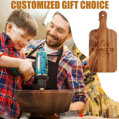 18 Pcs Plain Cutting Board Set with Handles Laser Engraving Wooden Charcuterie Kitchen Serving Chopping Board Bulk for DIY Housewarming Mother's Day Gifts(Walnut,15 x 7 Inch)