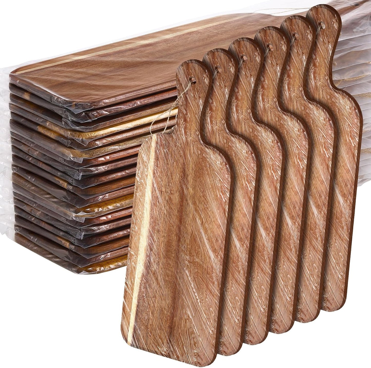 18 Pcs Plain Cutting Board Set with Handles Laser Engraving Wooden Charcuterie Kitchen Serving Chopping Board Bulk for DIY Housewarming Mother's Day Gifts(Walnut,15 x 7 Inch)