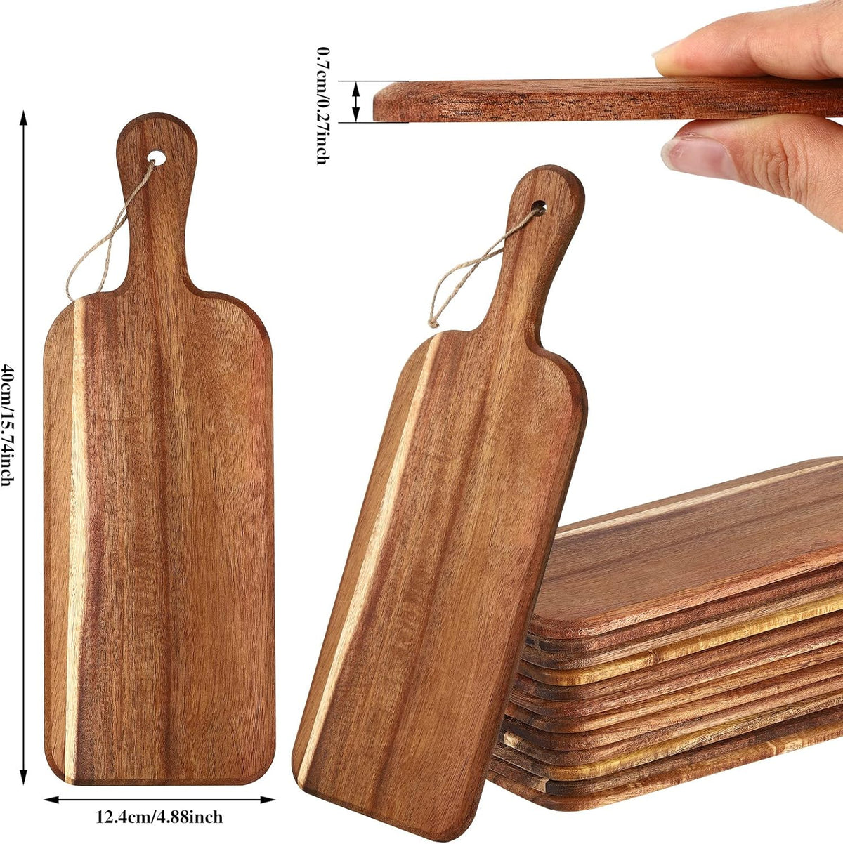 18 Pcs Plain Cutting Board Set with Handles Laser Engraving Wooden Charcuterie Kitchen Serving Chopping Board Bulk for DIY Housewarming Mother's Day Gifts(Walnut,15 x 7 Inch)