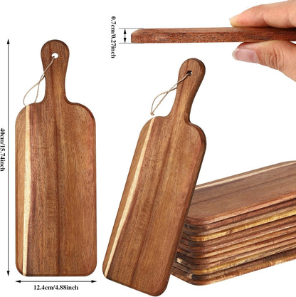 18 Pcs Plain Cutting Board Set with Handles Laser Engraving Wooden Charcuterie Kitchen Serving Chopping Board Bulk for DIY Housewarming Mother's Day Gifts(Walnut,15 x 7 Inch)