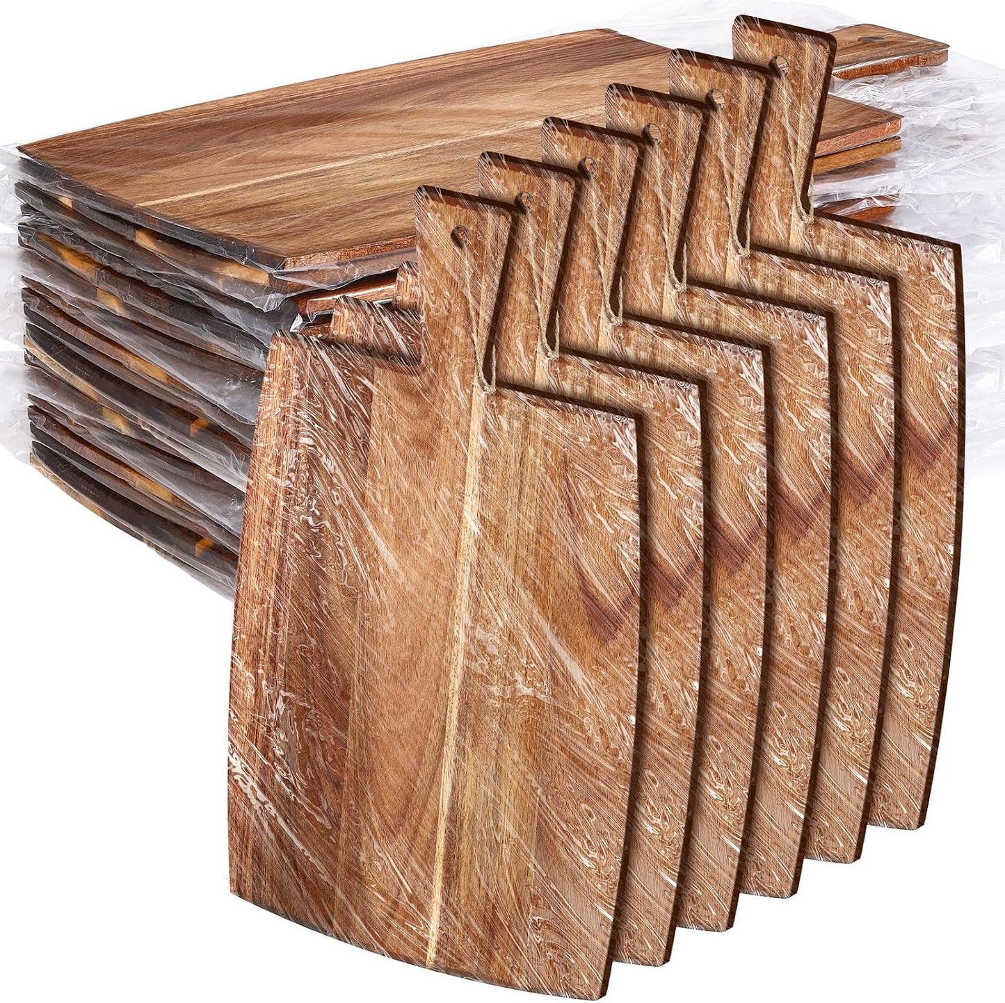 18 Pcs Plain Cutting Board Set with Handles Laser Engraving Wooden Charcuterie Kitchen Serving Chopping Board Bulk for DIY Housewarming Mother's Day Gifts(Walnut,15 x 7 Inch)