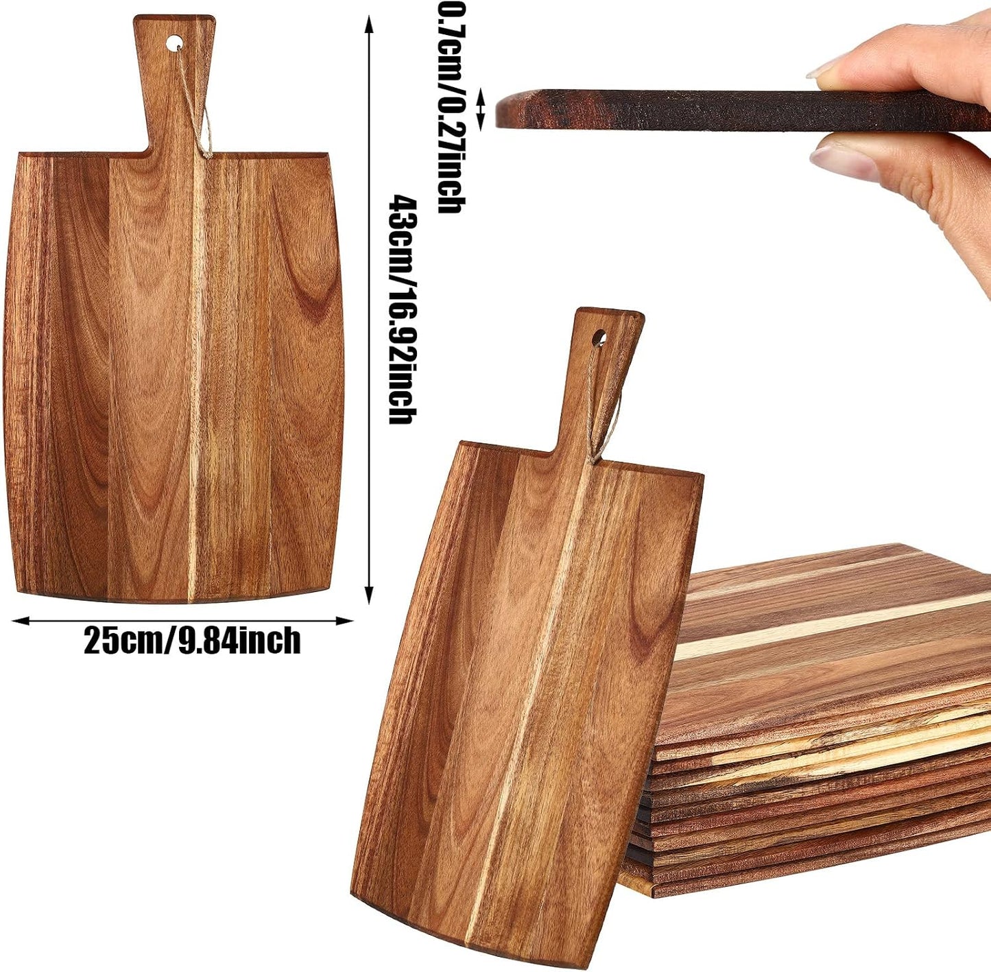 18 Pcs Plain Cutting Board Set with Handles Laser Engraving Wooden Charcuterie Kitchen Serving Chopping Board Bulk for DIY Housewarming Mother's Day Gifts(Walnut,15 x 7 Inch)