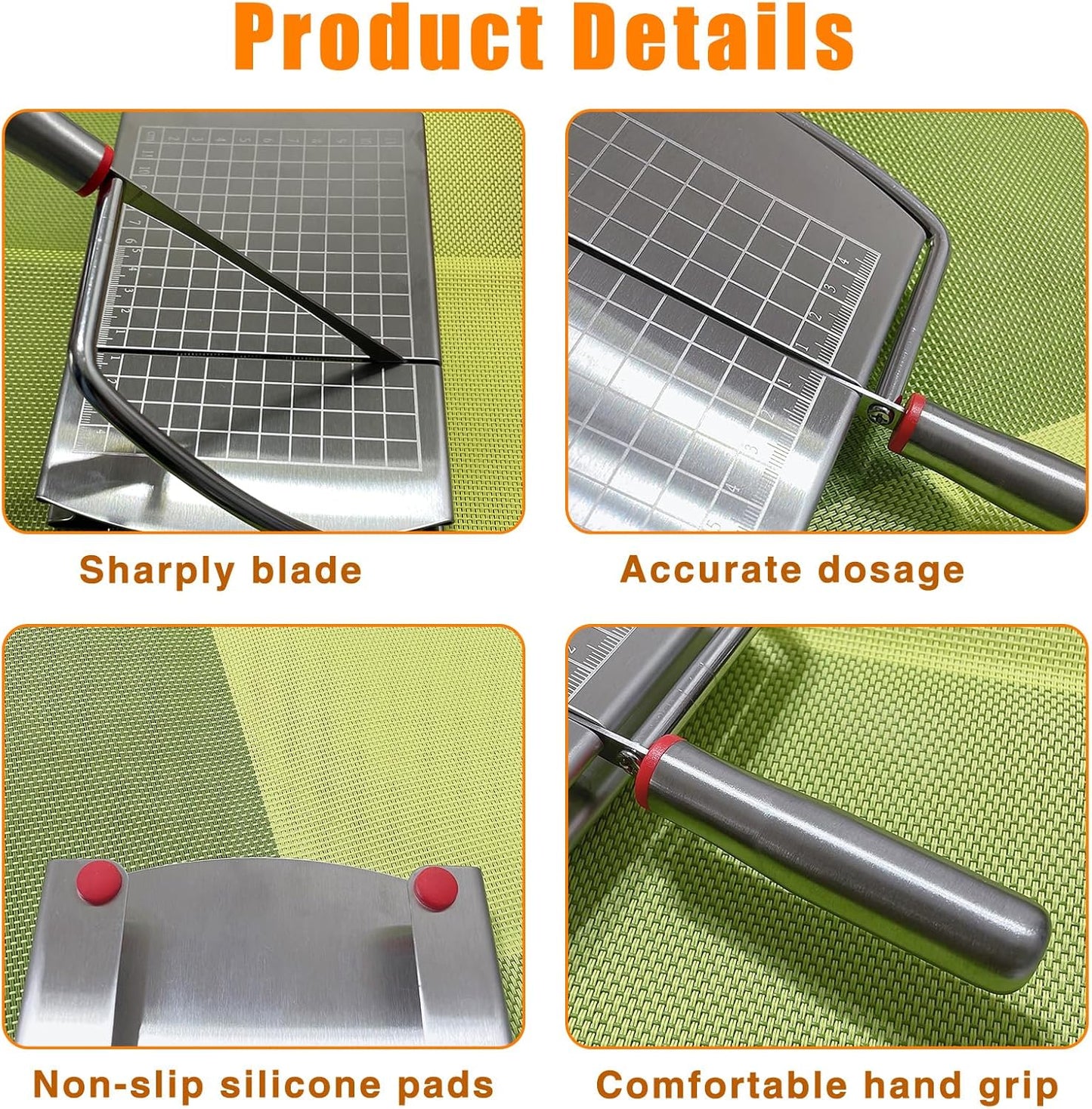 Cheese slicer, stainless steel multifunctional cheese slicer, suitable for cutting block cheese, butter, vegetables, sausages, bread