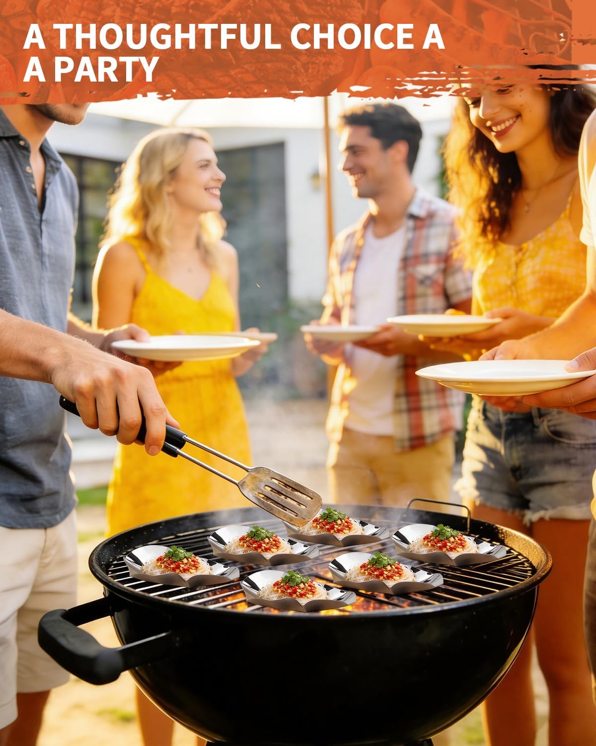 24 PCS Oyster Shells, Stainless Steel Grillable Oyster Grill Pan Shells Set, Kitchen Metal Oyster Grilling Shells for Cooking Oysters, Shrimp, Scallops, Clams, Reusable for Baking & Seafood