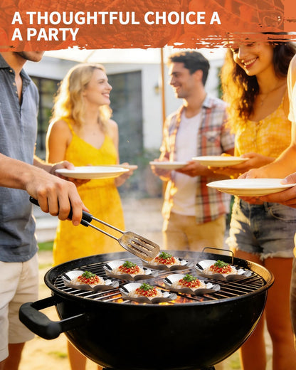 24 PCS Oyster Shells, Stainless Steel Grillable Oyster Grill Pan Shells Set, Kitchen Metal Oyster Grilling Shells for Cooking Oysters, Shrimp, Scallops, Clams, Reusable for Baking & Seafood