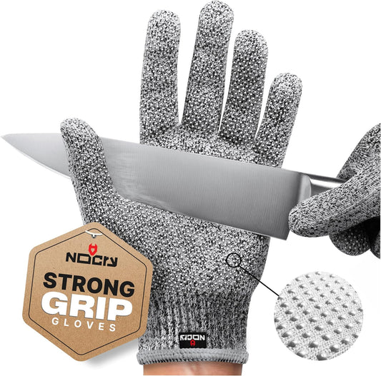 Cut Resistant Gloves With Grip Microdots — Food Grade Cutting Glove | Cut Proof Kitchen Gloves, Mandoline and Food Prep Safety, Great For Woodworking, Ambidextrous, Breathable, Machine Washable