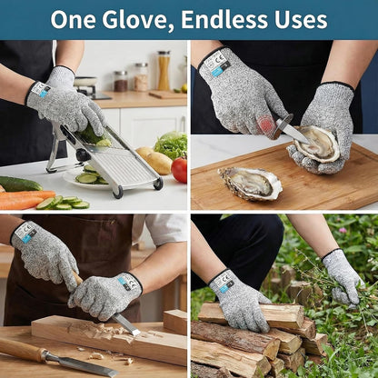Level 5 Cut Resistant Gloves Touch-Screen Compatible Cut Resistant Gloves Food Grade For Oyster Shucking, Meat Cutting, Mandoline Slicer, Knife Handling, Wood Carving(Grey, M)