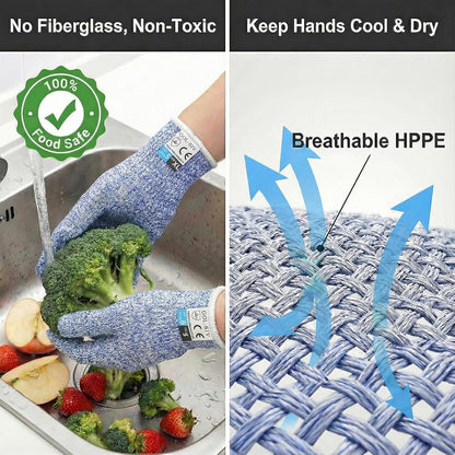 Level 5 Cut Resistant Gloves Touch-Screen Compatible Cut Resistant Gloves Food Grade For Oyster Shucking, Meat Cutting, Mandoline Slicer, Knife Handling, Wood Carving(Grey, M)