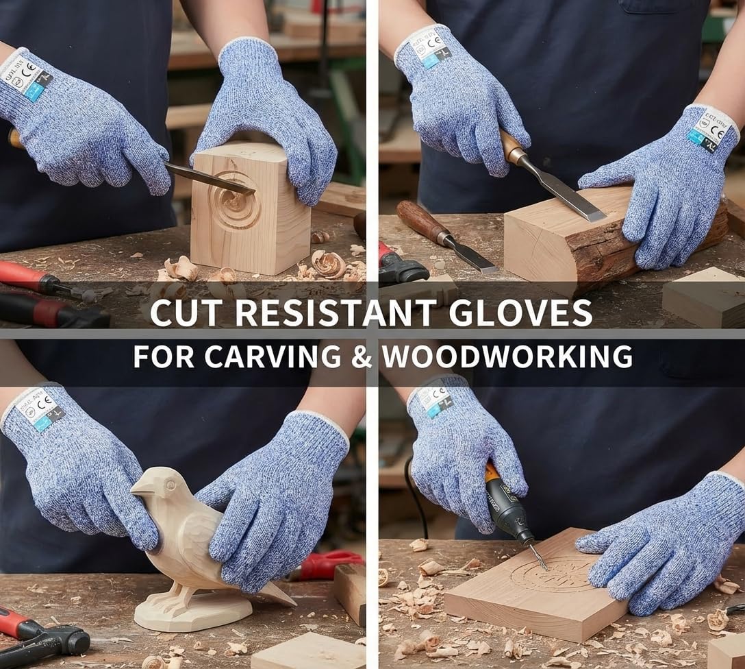 Level 5 Cut Resistant Gloves Touch-Screen Compatible Cut Resistant Gloves Food Grade For Oyster Shucking, Meat Cutting, Mandoline Slicer, Knife Handling, Wood Carving(Grey, M)